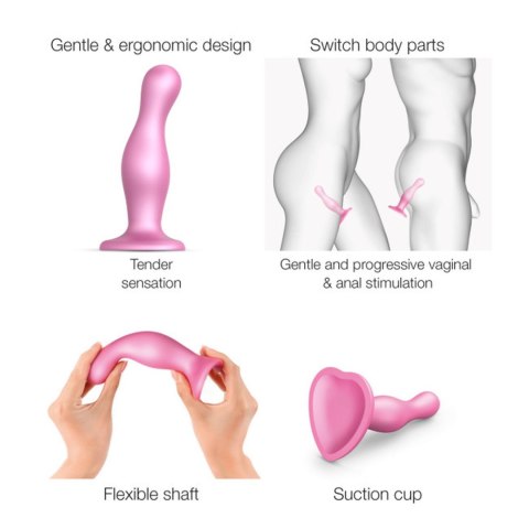 DILDO plug, korek analny CURVY METALLIC SUGAR PINK- S
