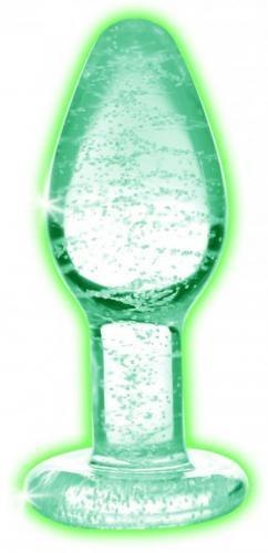 Glow in the dark glass anal plug, korek analny