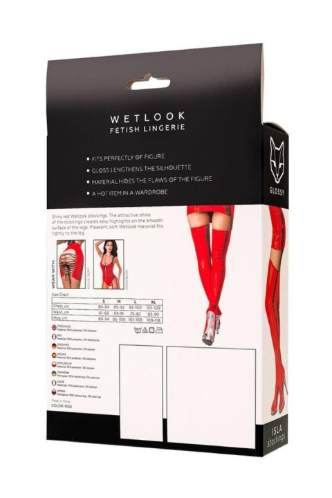 Wetlook Erotyczna bielizna Glossy sexy Isla stockings - red M